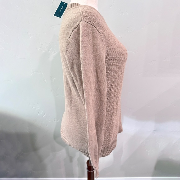 NWT Karen Scott Textured Knit Cotton Sweater - Neutral Beige, XL - Picture 2 of 5